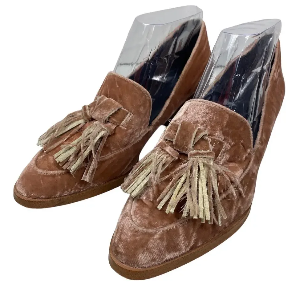 Rebecca Minkoff Edie Heels Blush Suede Velvet Tassel Loafer Pump 7 1/2 M 5182134